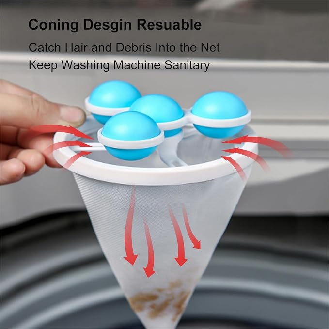 ✨3 Pack Washing Machine Filter Bag - Captures Pet Hair, Prevents Tangles, Reusable 🧼🐾