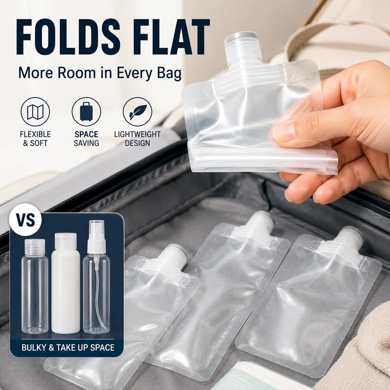 12 Counts Reusable Plastic Pouches — Versatile Liquid Carriers for Travel, Picnics & Outings