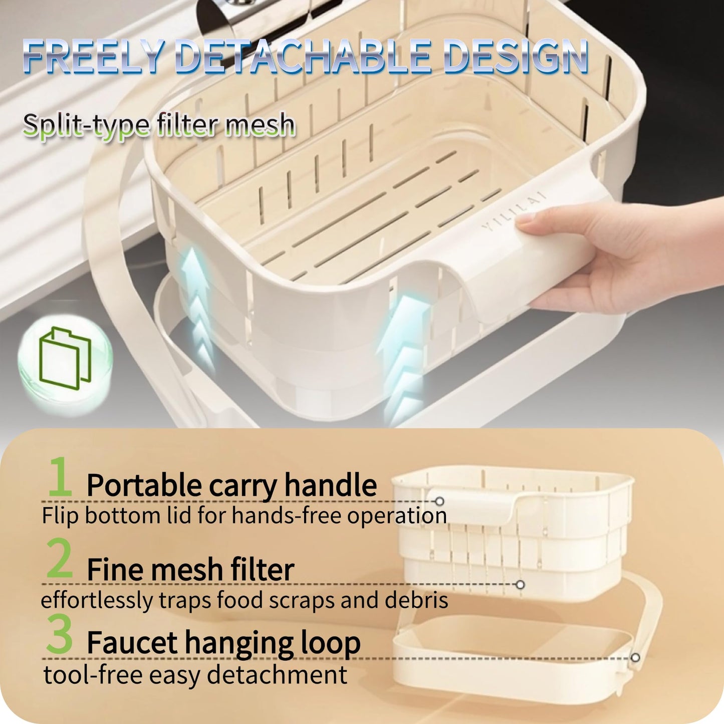 2026 Upgraded Foldable Kitchen Sink Strainer Basket