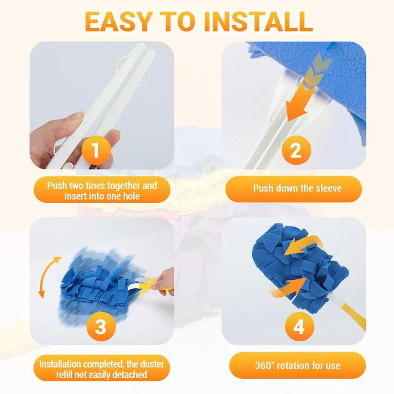 🔥Electrostatic Dust Removal Brush - Refills Multisurface 360° Larger Size Dusters with 6X Microfibers