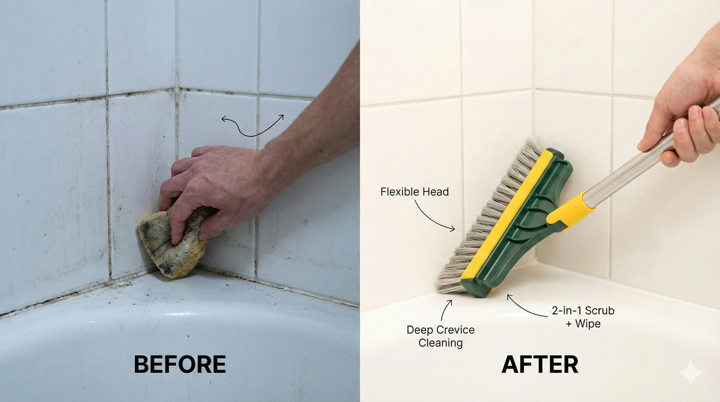 2-in-1 Scrubbing Brush | Corner Wiper | Flexible Head