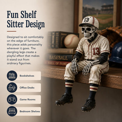 ⚾ Baseball Skeleton Shelf Sitter – Spooky Sports Decor Gift