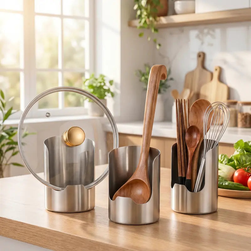🔥50% OFF🍳 Thickened Stainless Steel Utensil Organizer, Rust Resistant Easy to Clean