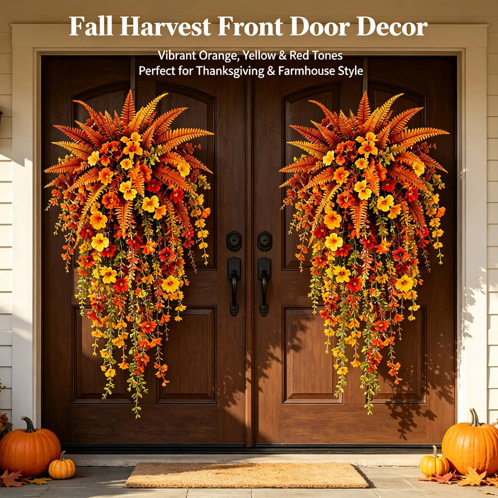 🍂Artificial Fern for Autumn Outdoor Decor– Autumn Porch & Door Decoration