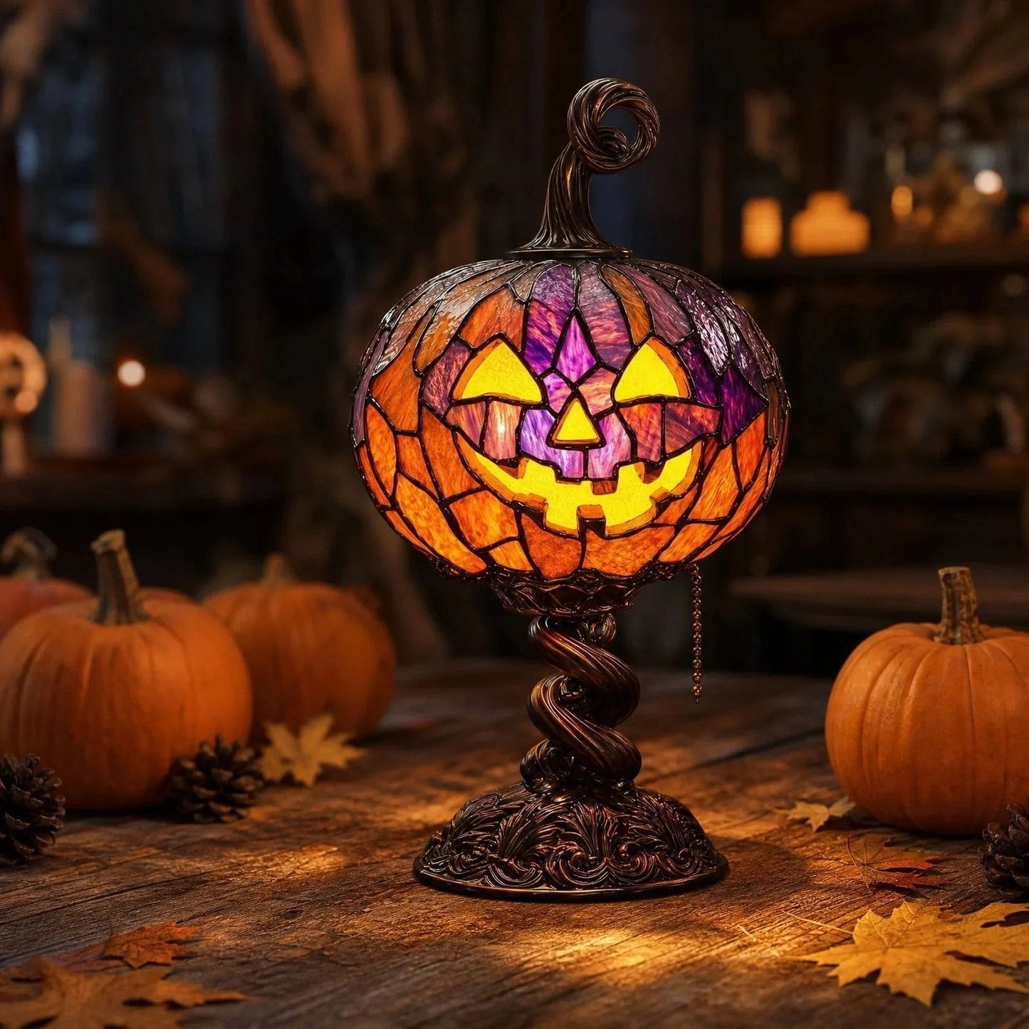 🎉Halloween Stained Glass Style Pumpkin Table Lamp