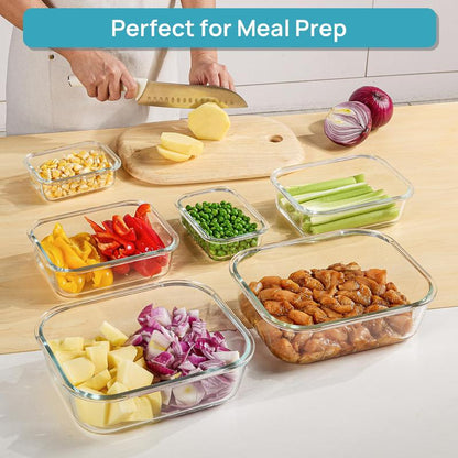 🔥18 Pack Glass Food Storage Containers with Lids🚨-Glass jars that are microwave, oven, and freezer safe!