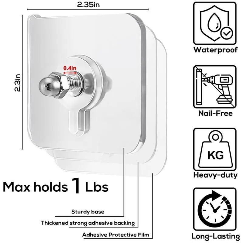 🖼️ Acrylic Photo Hooks - Stainless Steel & Ceramic Self-Adhesive
