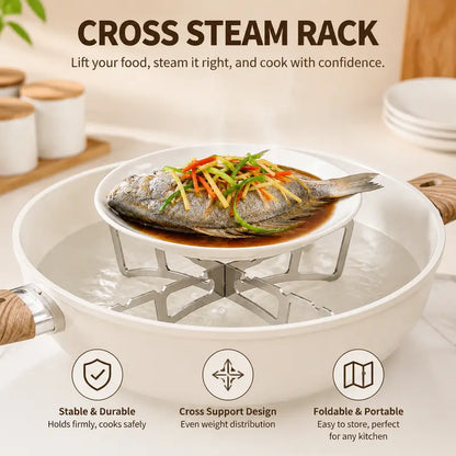 Foldable Stainless Steel Cross Steam Rack
