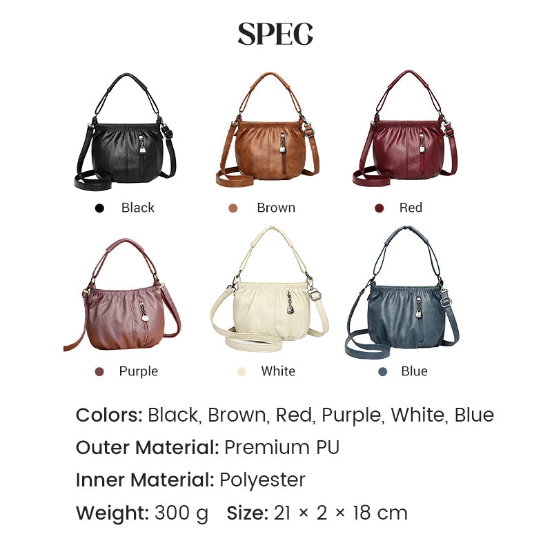 🔥Casual Pleated Bucket Soft Leather Handbag Shoulder Bag