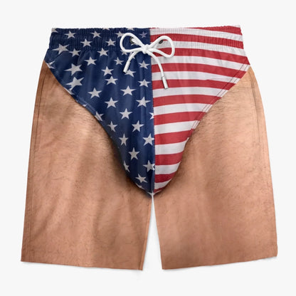 Funny Patriotic Men Swim Trunks - Summer Vacation And Travel Gifts For Men - Freedom And Chill