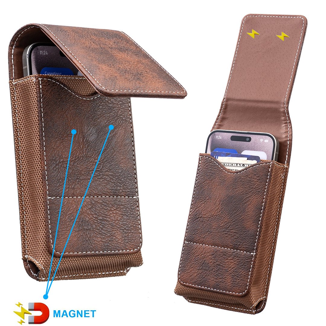 📢📢49% OFF !! ⏰⚡Big Discount | Waist Belt Cell Phone Pouch 📱 Multi-Pocket Leather Holster with Card Holder