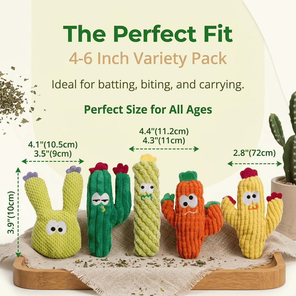 🔥5pcHandmade Soft Cactus Kitten Chew Toys with Natural Catnip