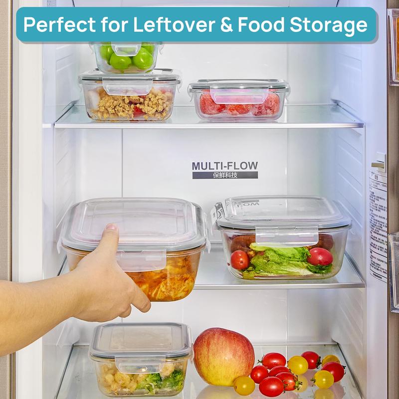 🔥18 Pack Glass Food Storage Containers with Lids🚨-Glass jars that are microwave, oven, and freezer safe!