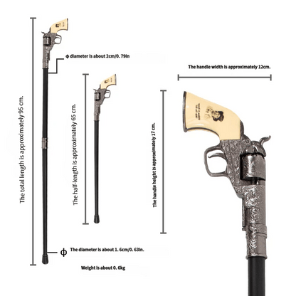 🤠 Vintage Western Walking Cane – Revolver-Inspired Handle