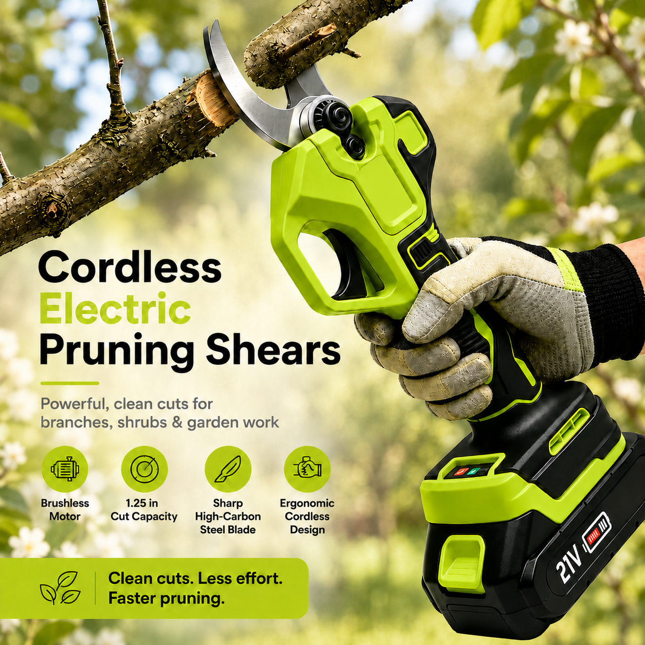 🌿 Cordless Electric Pruning Shears ✂️ – Powerful 1.25" Cutting Capacity for Effortless Trimming 🔋