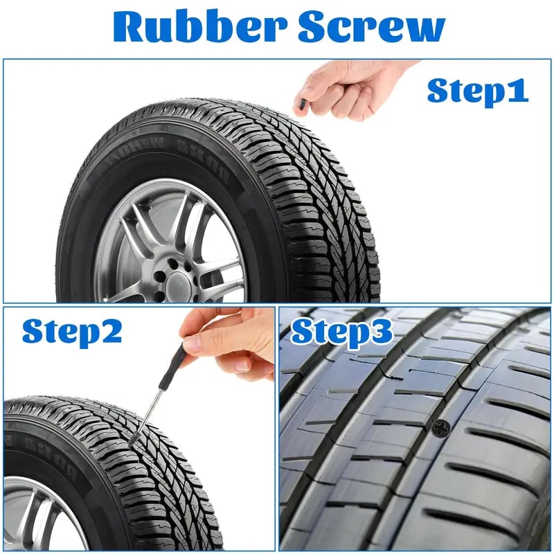 60Pcs Tire Repair Screws Plugs, Self-service Tyre Repair Vacuum Rubber Nails Kit