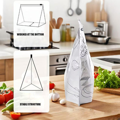 Reusable thickened upright aluminum foil sealing storage bags with labels