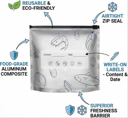 Reusable thickened upright aluminum foil sealing storage bags with labels