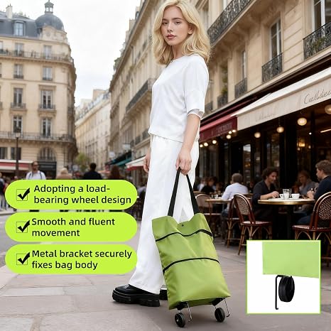 2-in-1 Foldable Shopping Cart Lightweight with Wheels