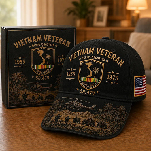 Gorra Conmemorativa Veterano de Vietnam Nunca Olvidado 1955–1975 🇺🇸