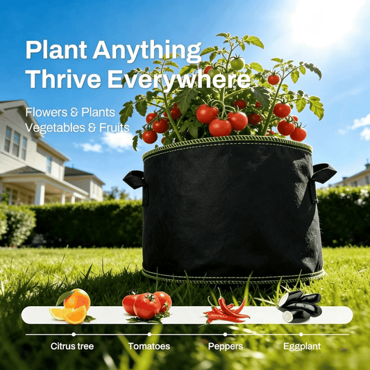 🌱 Paquete de 5 – Macetas de tela para cultivo de 5 galones – Bolsas de aireación resistentes con asas para verduras,, flores y frutas 🪴