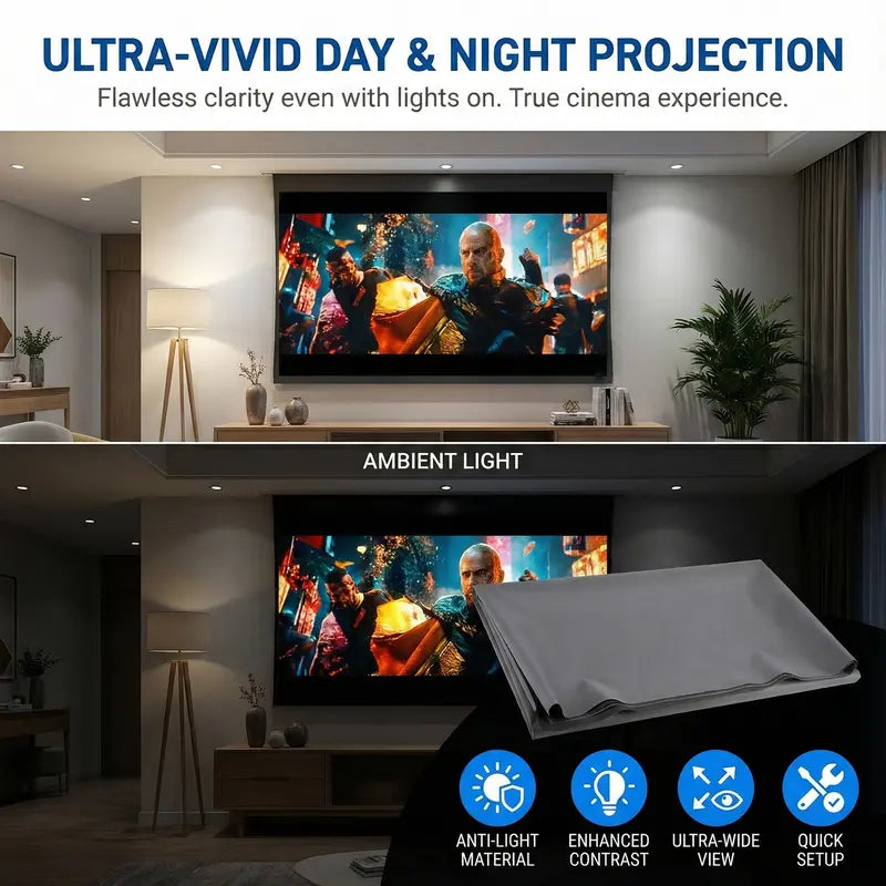 4K UHD Anti-Light Foldable Portable Projector Screen