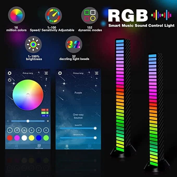 ⏰Wired Sound Activated RGB Light Bar