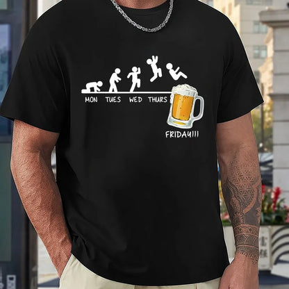 🍻 Weekday Mood Beer Graphic Tee | Funny Working Week Humour Shirt For Pub & Weekend Lovers