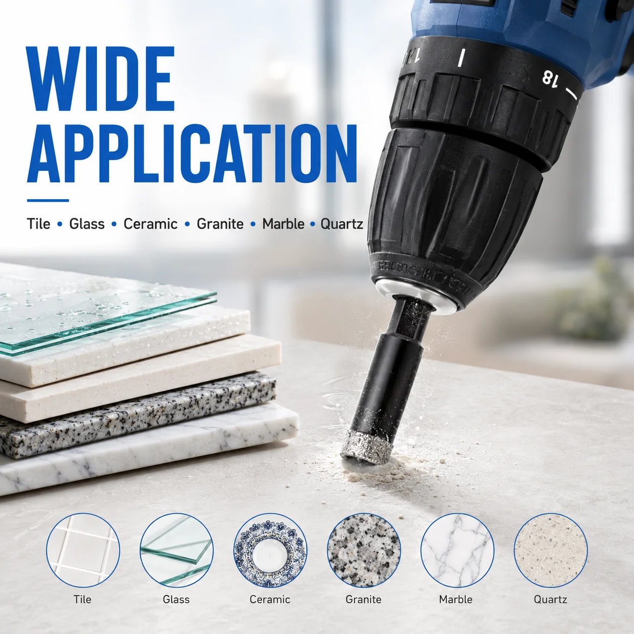 🔥6 Pcs Diamond Drill Bits Set, 1/4 5/6 3/8 1/2 Inch Brazed Diamond Drill Bits for Precision Drilling in Tile Ceramic Glass Granite Marble Masonry