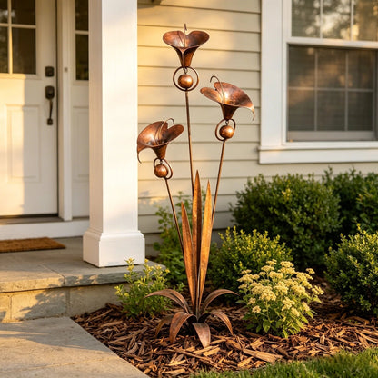 🏡Three Calla Lilies Garden Stake with Bells