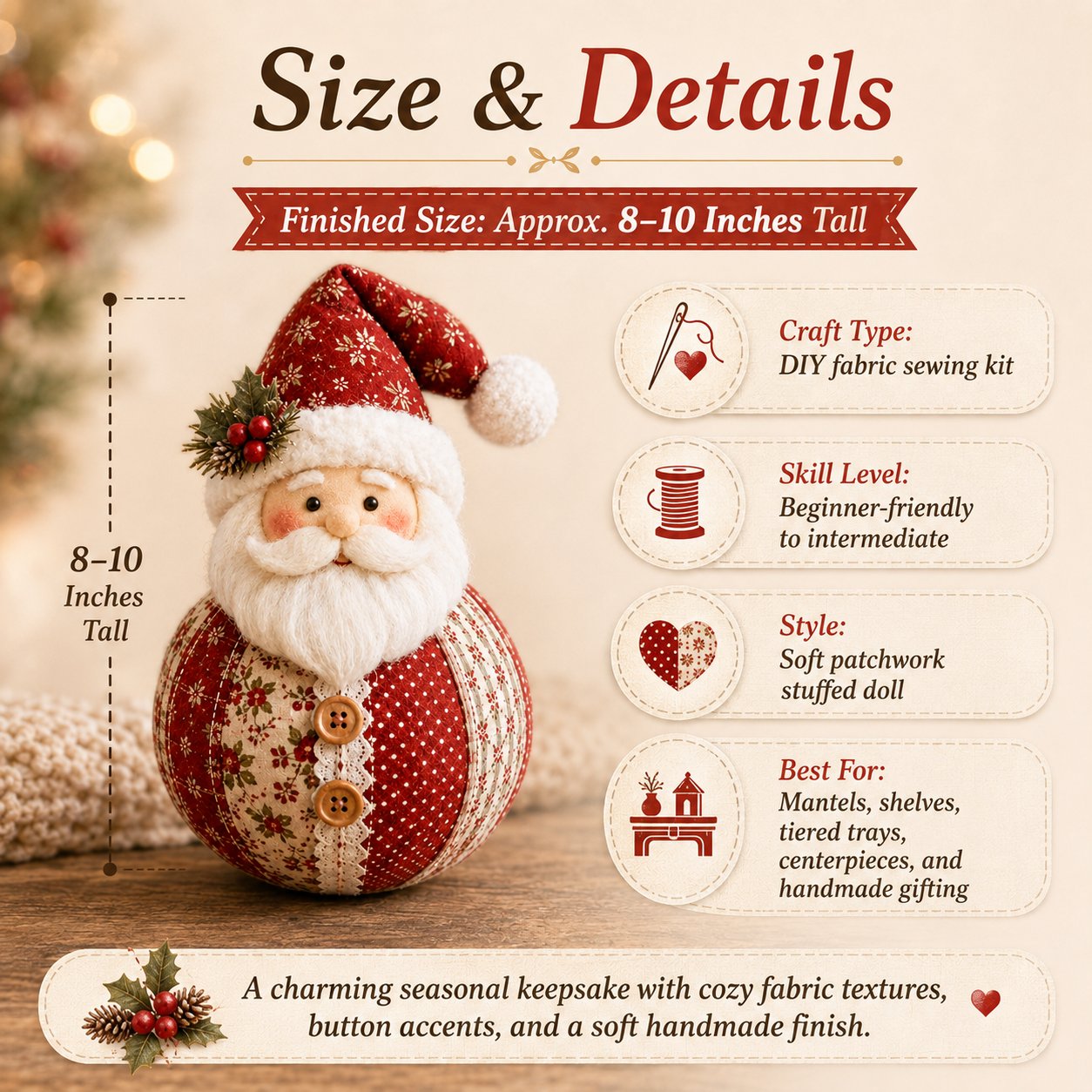 🔥 50% OFF - 🎄 Patchwork Fabric Doll DIY Kit