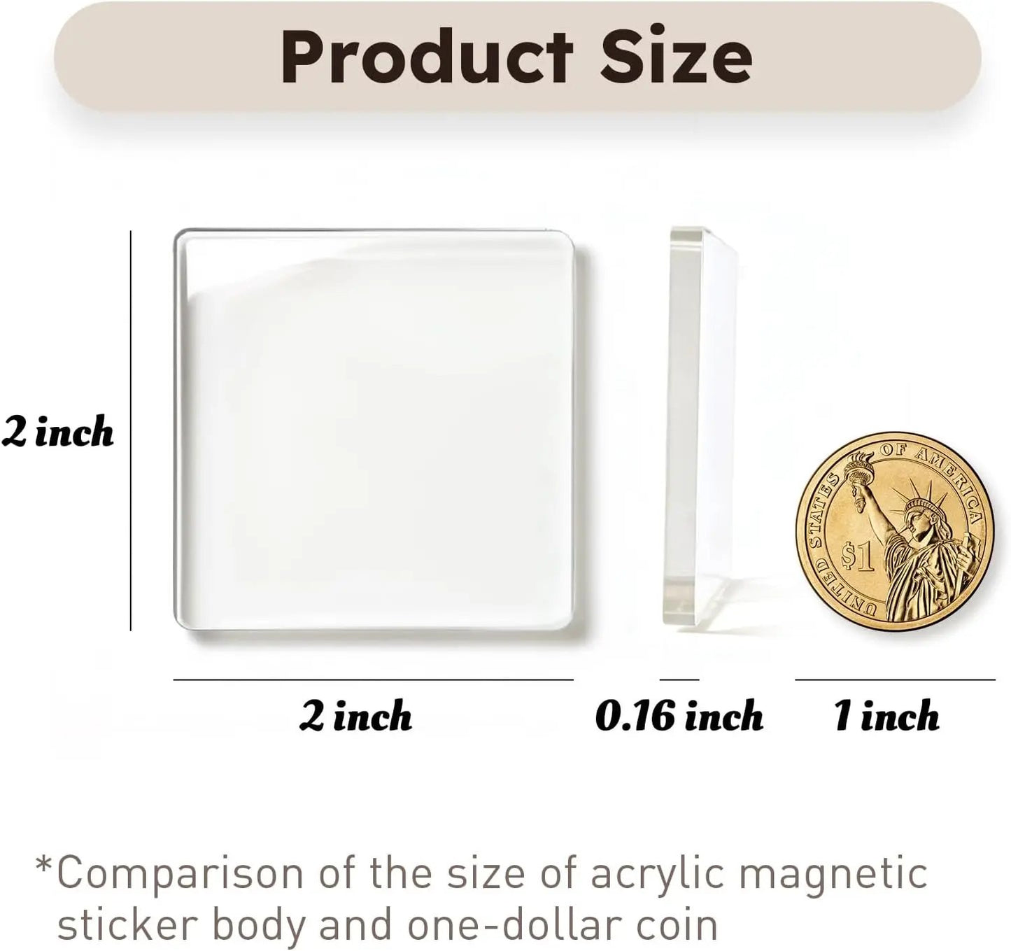 🔥HOT SALE🔥✂🎞 2" x 2" Clear Acrylic DIY Fridge Magnet Set with Adhesive Backing – Square Magnetic Photo Frames with Stunning 3D Effect 💕