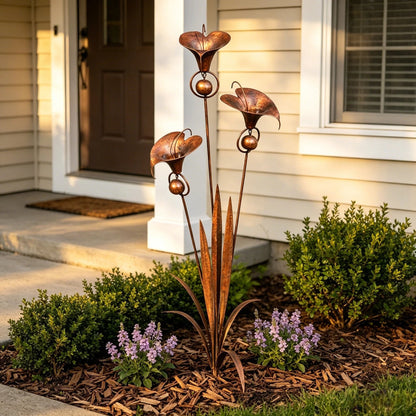 🏡Three Calla Lilies Garden Stake with Bells