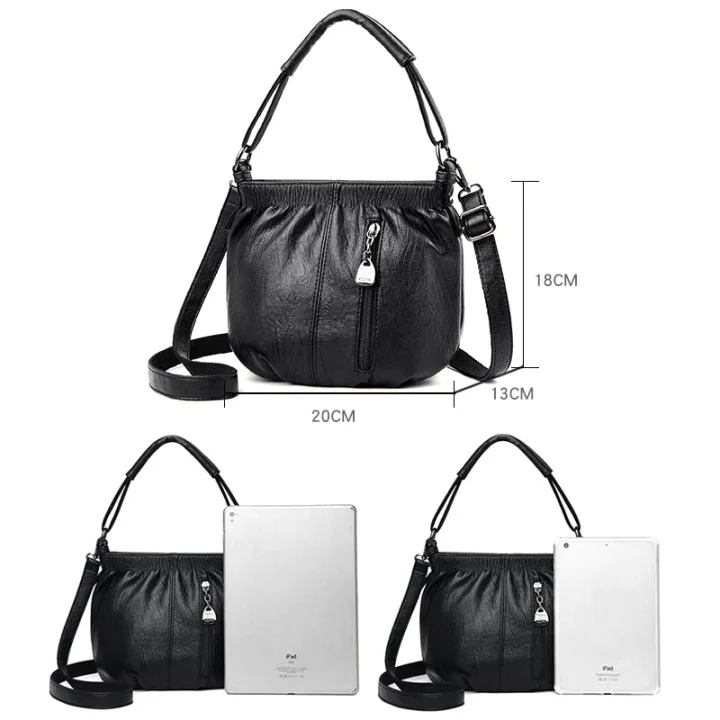 🔥Casual Pleated Bucket Soft Leather Handbag Shoulder Bag