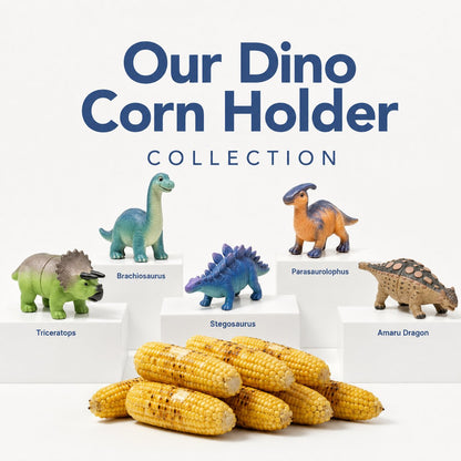 🦖Dinosaur Corn Holders for Corn On The Cob - Funny Corn Cob Holder for Kids and Adults with Stainless Steel Prongs