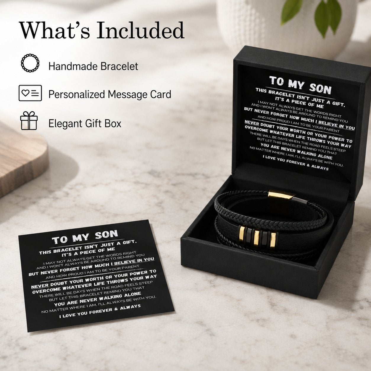 🖤To My Son — Never Walk Alone Braided Bracelet Set 🎁Free Gift