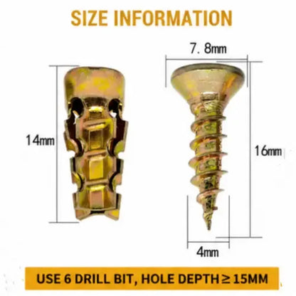 🔩 Juego de tornillos de expansión cortos de 6×14 mm para reparación de bisagras de gabinete y restauración de roscas dañadas