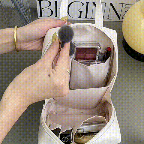 Large capacity portable cosmetic bag