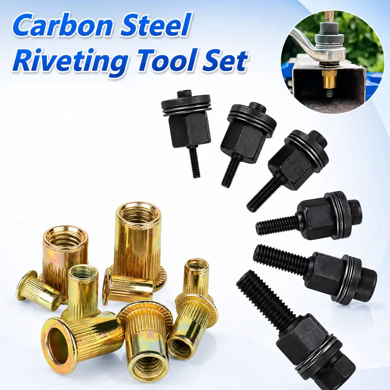 ⏳Time-Limited Special⏰Rivet Gun Head & Nutsert Cap Set | Heavy-Duty Steel Fastening Tool | Portable Kit for Automotive, Sheet Metal & Industrial Use