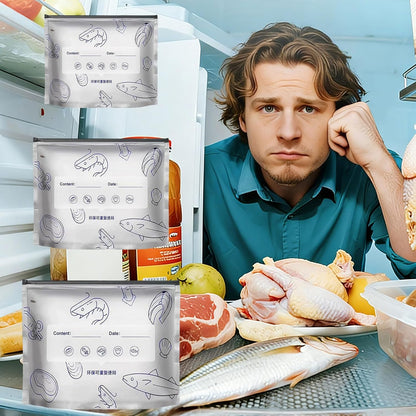 Reusable thickened upright aluminum foil sealing storage bags with labels