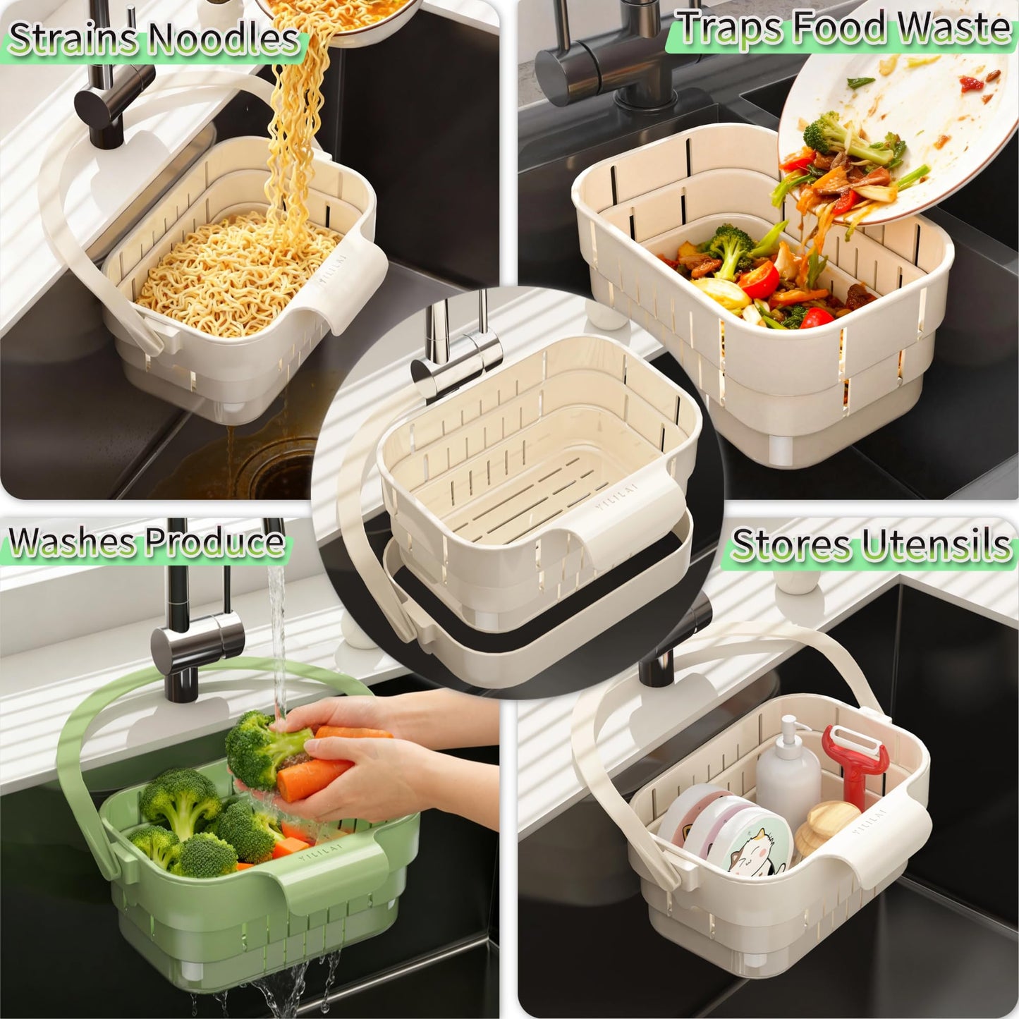 2026 Upgraded Foldable Kitchen Sink Strainer Basket