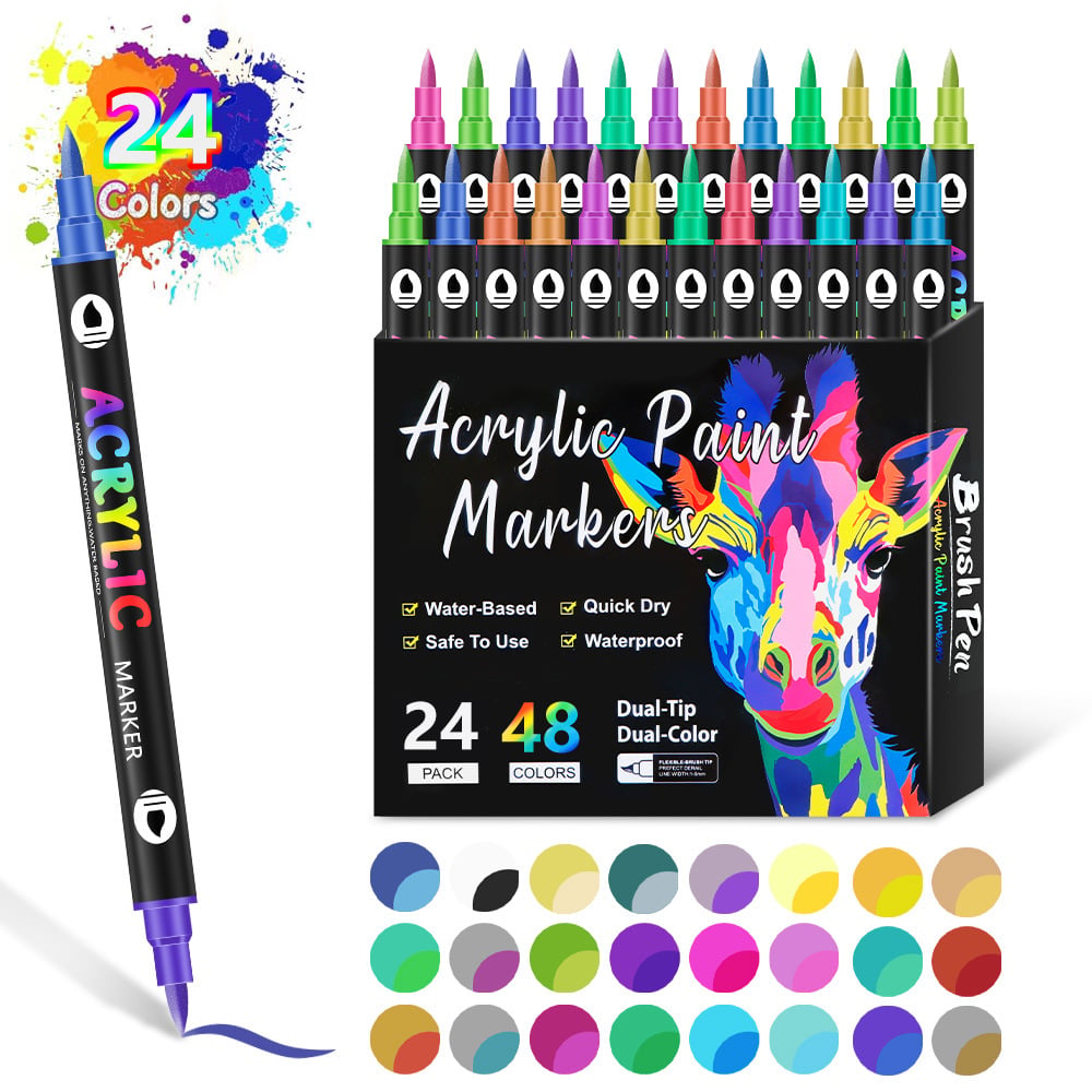 🔥Last Day Promotion-49%OFF - Dual Tip Acrylic Paint Pen Marker - 24/48Colors