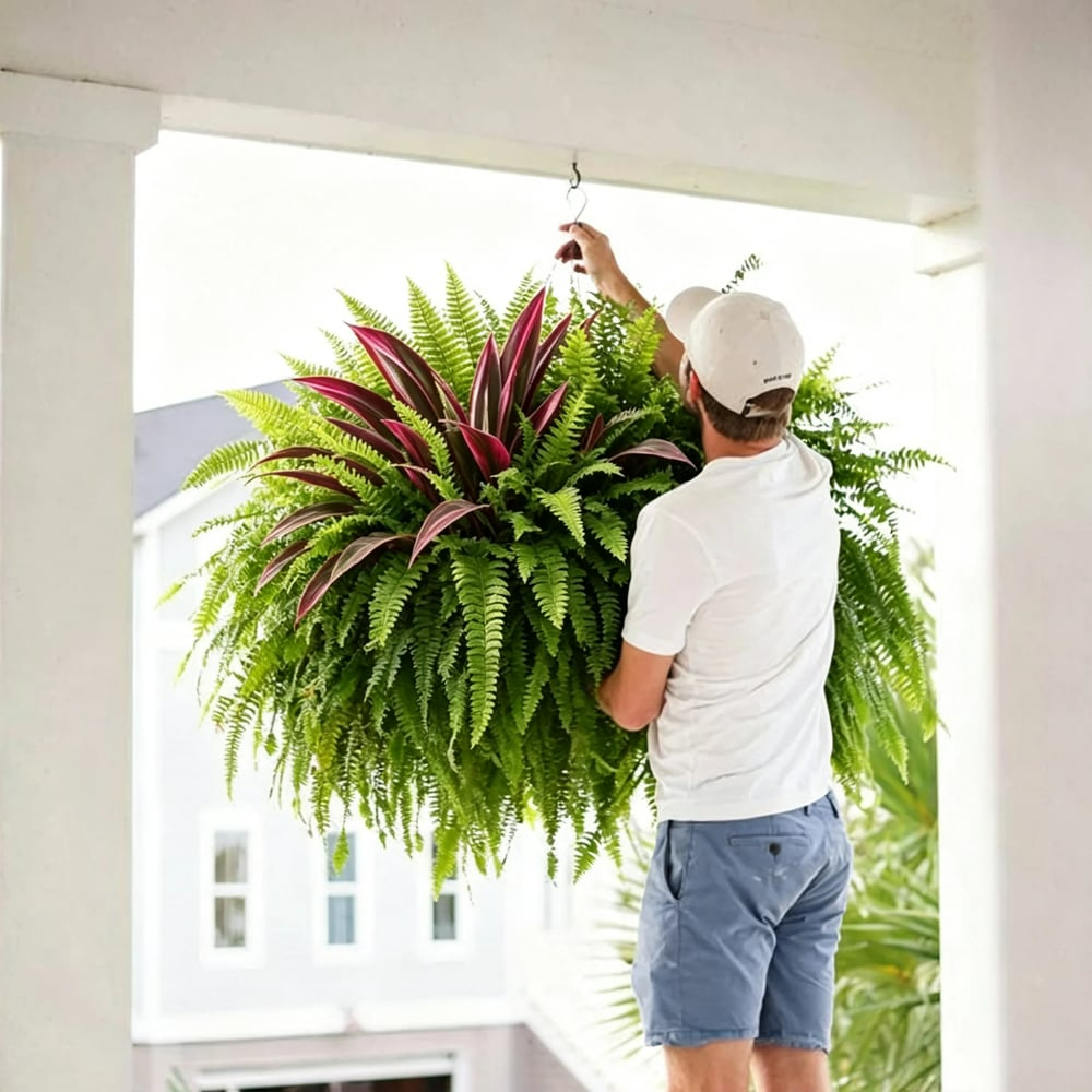 🔥LAST DAY SPECIAL 50% 🌿UV-Resistant Artificial Fern & Red Dracaena Decorative Plants – Full, Lush & Fade-Resistant!