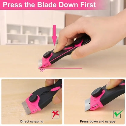 🎄2-in-1 Scraper Tool Set with 20Pcs Razor Blades for Removing Window Labels