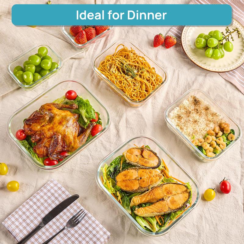 🔥18 Pack Glass Food Storage Containers with Lids🚨-Glass jars that are microwave, oven, and freezer safe!