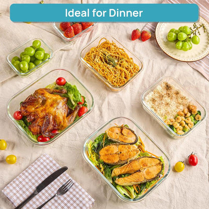 🔥18 Pack Glass Food Storage Containers with Lids🚨-Glass jars that are microwave, oven, and freezer safe!