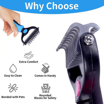 Professional Double-Sided Pet Grooming Rake