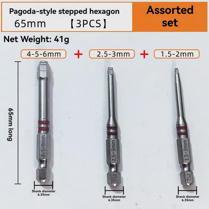 🥰 All-in-One Pagoda Hex Screwdriver Bit Set (6PCS)