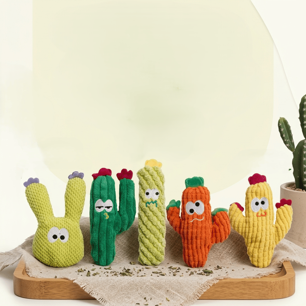🔥5pcHandmade Soft Cactus Kitten Chew Toys with Natural Catnip