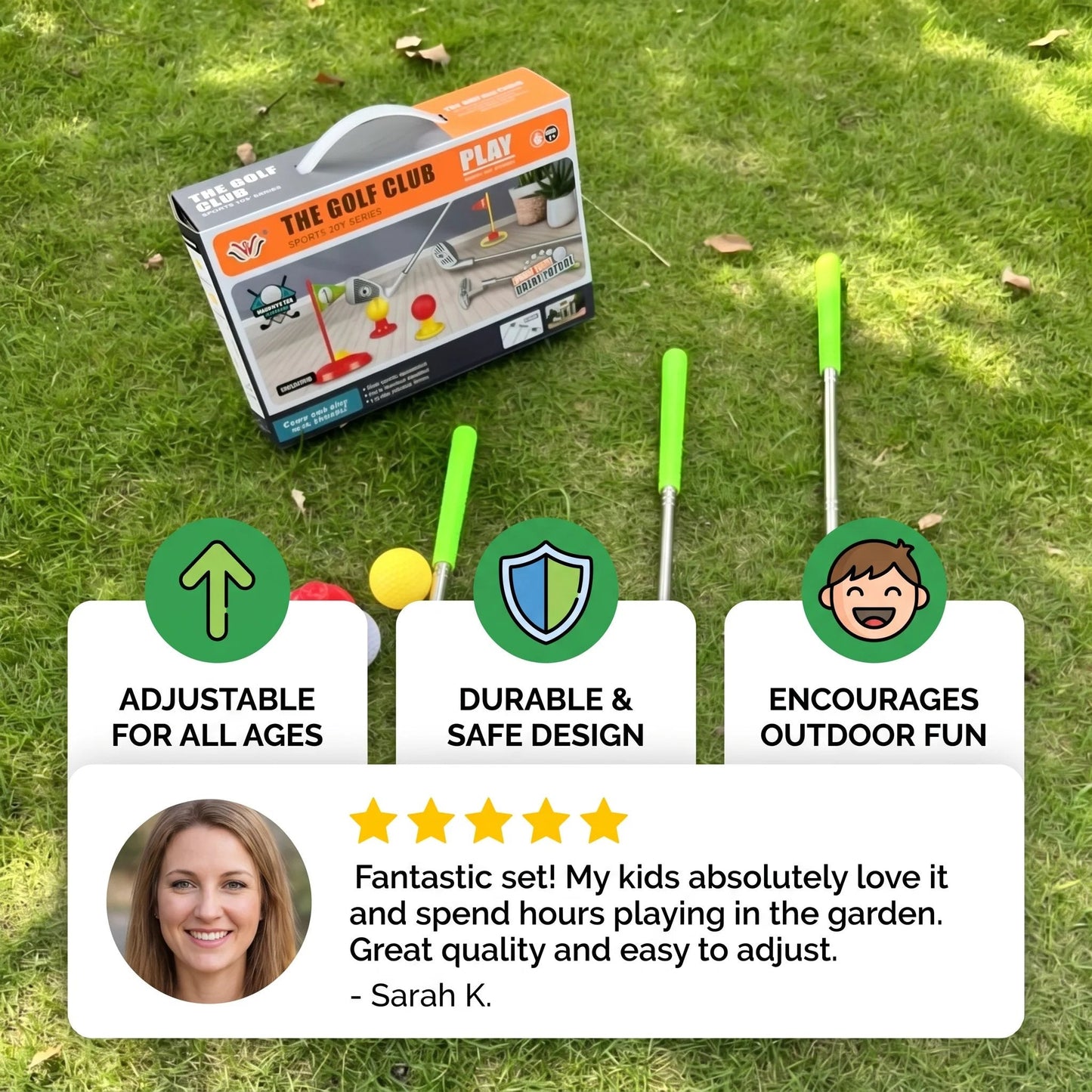 💥🏆Kids Golf Set with Adjustable Clubs – Perfect for Backyard Play